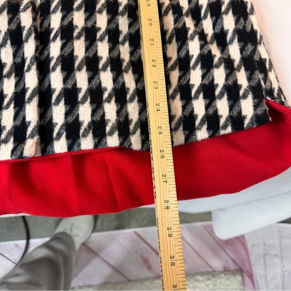 Women’s Black White Houndstooth Jacket pea coat Red fleece lining size small - Picture 14 of 15